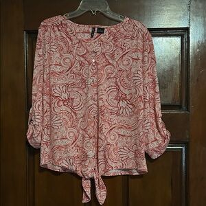 New Directions Red Paisley Blouse